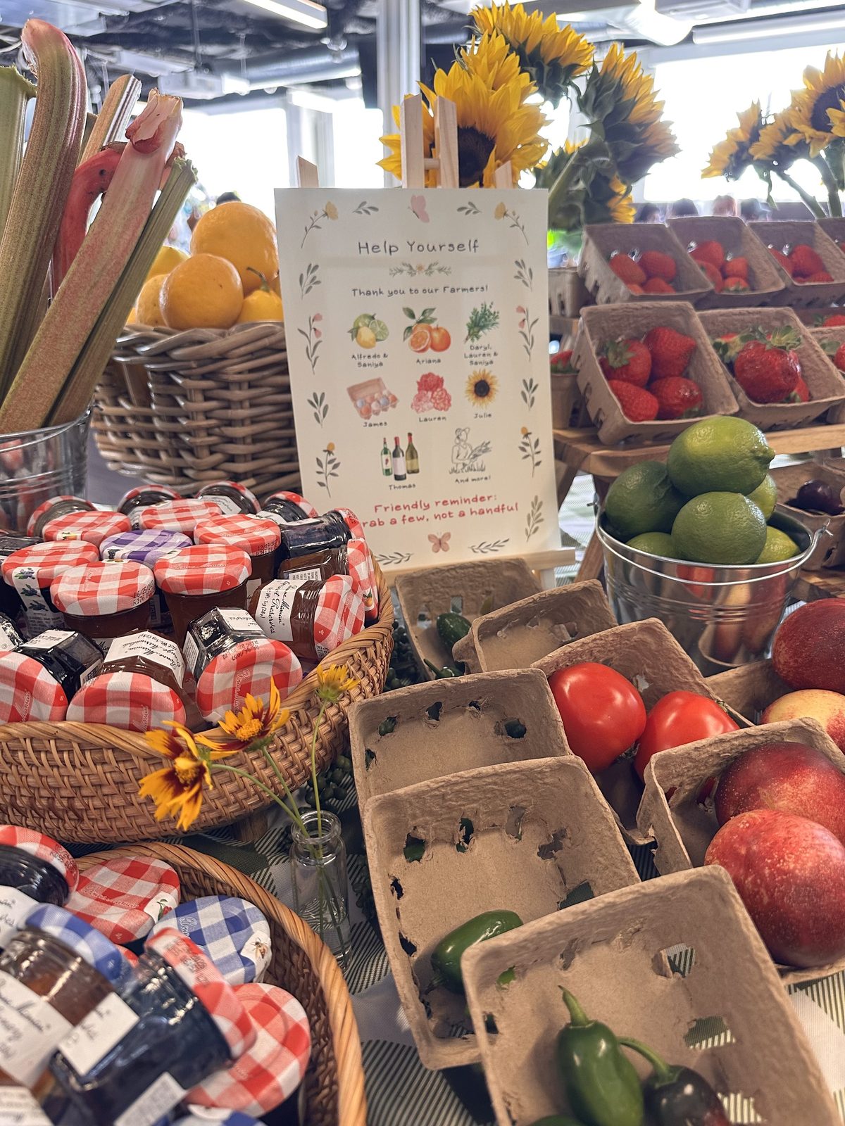 Help Yourself sign with jam baskets