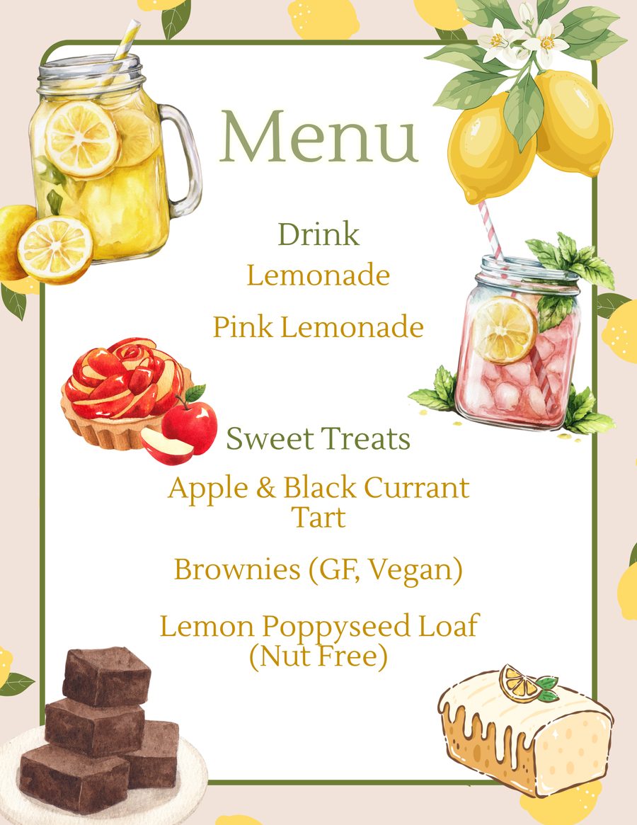 Illustrated lemonade stand menu