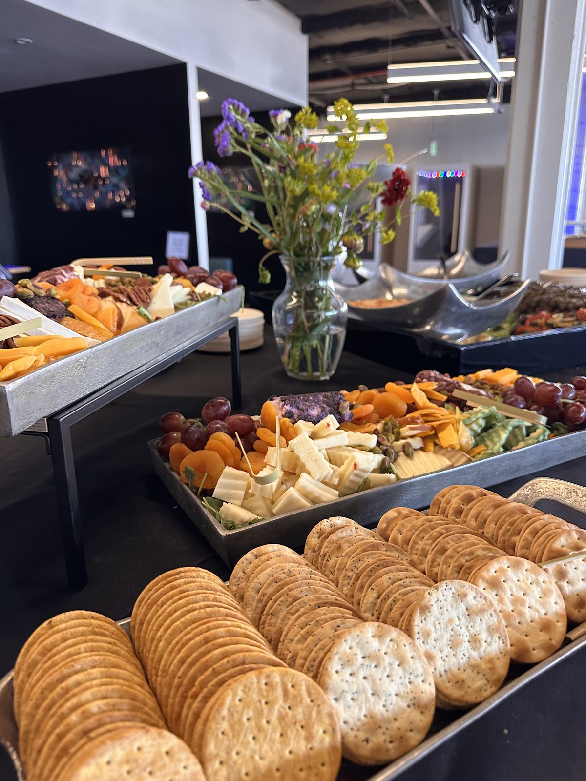 Cheese and charcuterie board with crackers