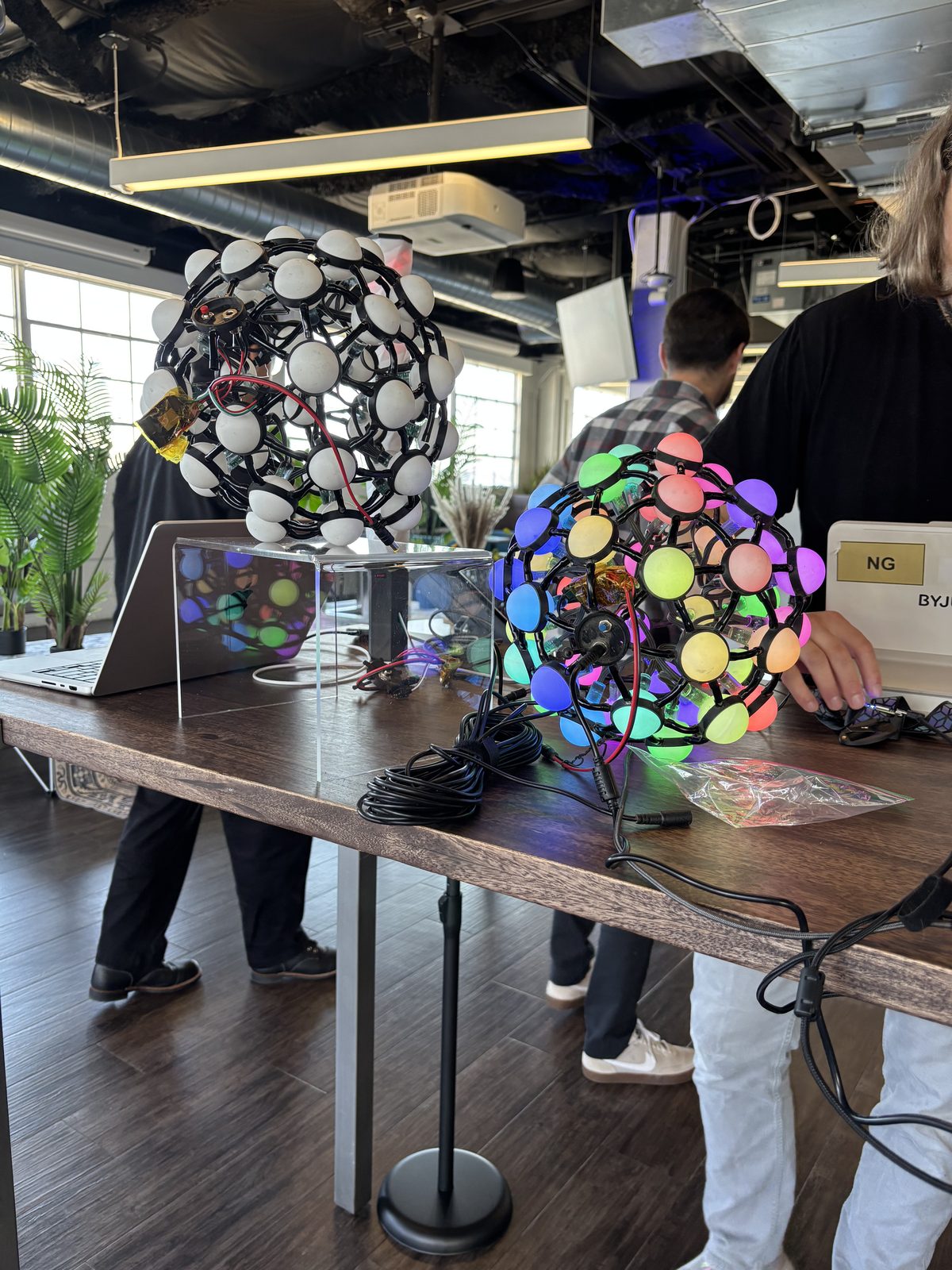 Sasha Ramirez, Phosphoreia, illuminated geodesic sculptures