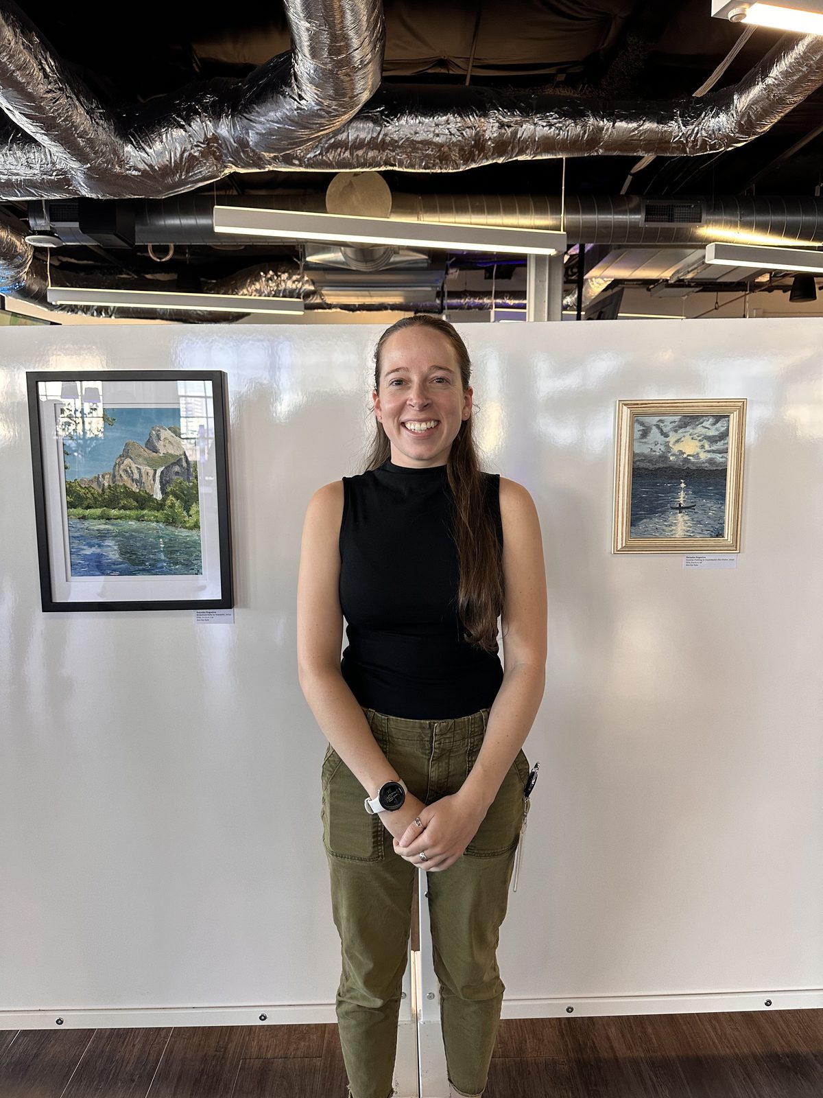 Natasha Nogueira with her painting collection