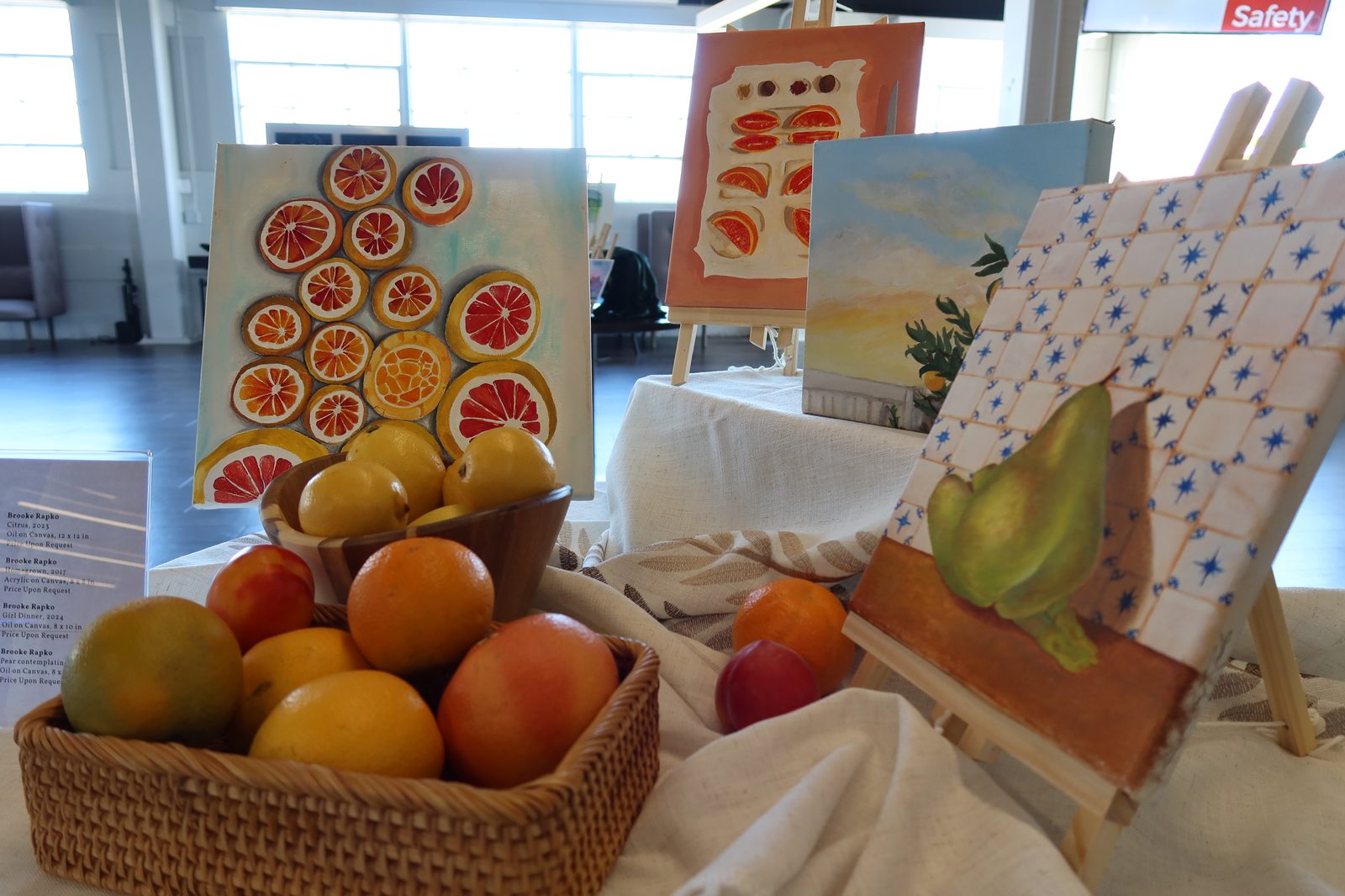 Brooke Rapko, citrus paintings table display