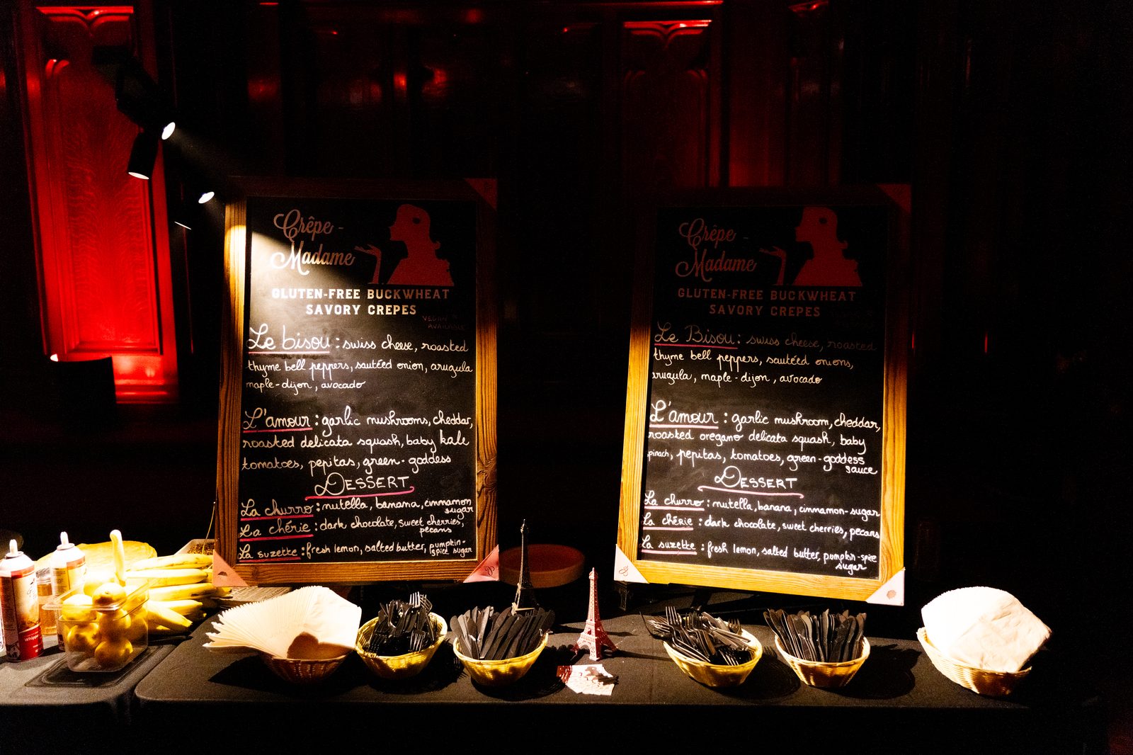 Crepe Madame savory crepe menu signage