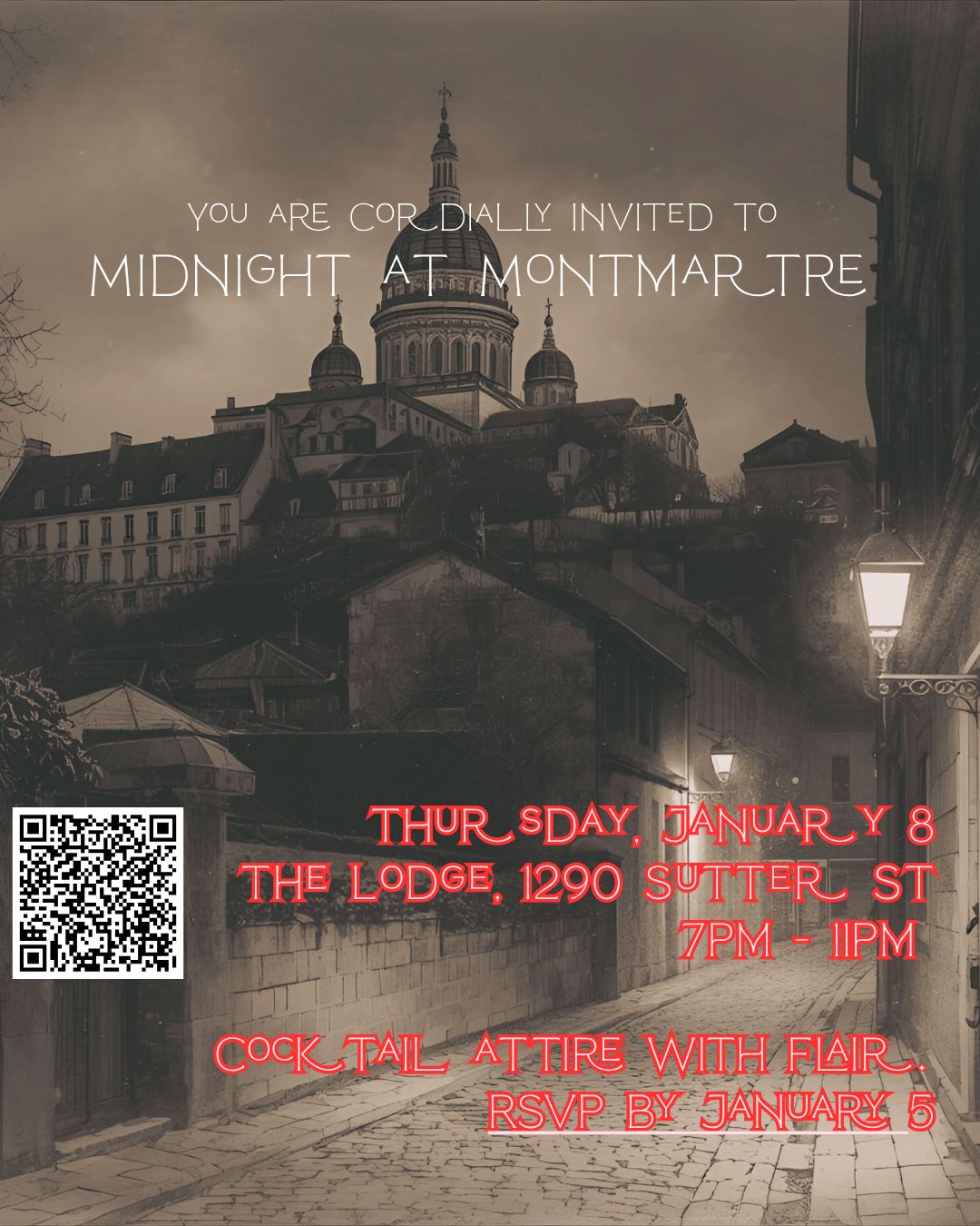 Midnight at Montmartre event invitation