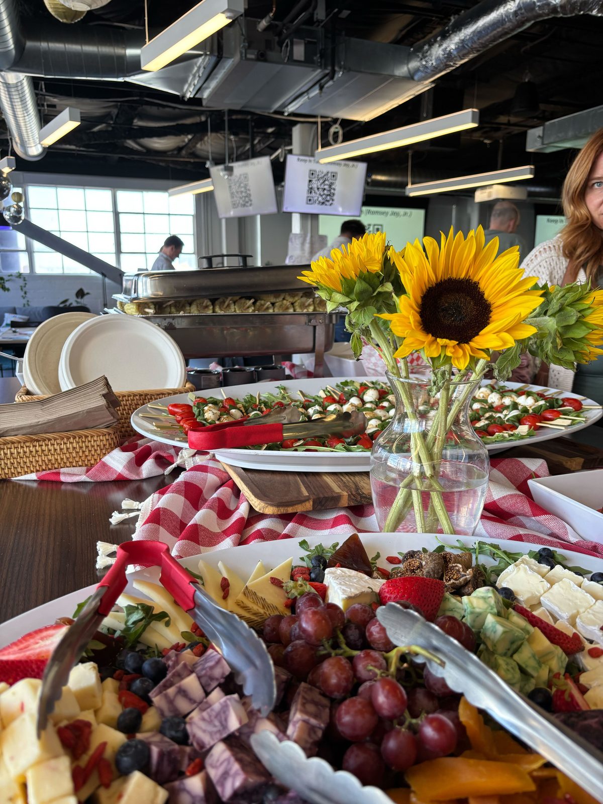 Charcuterie and caprese skewer spread