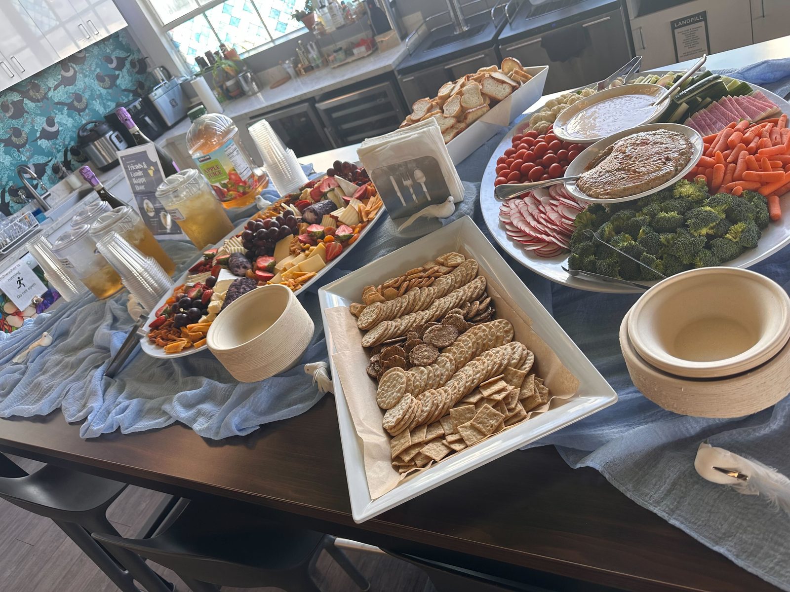 Friends & Family happy hour cheese and veggie spread
