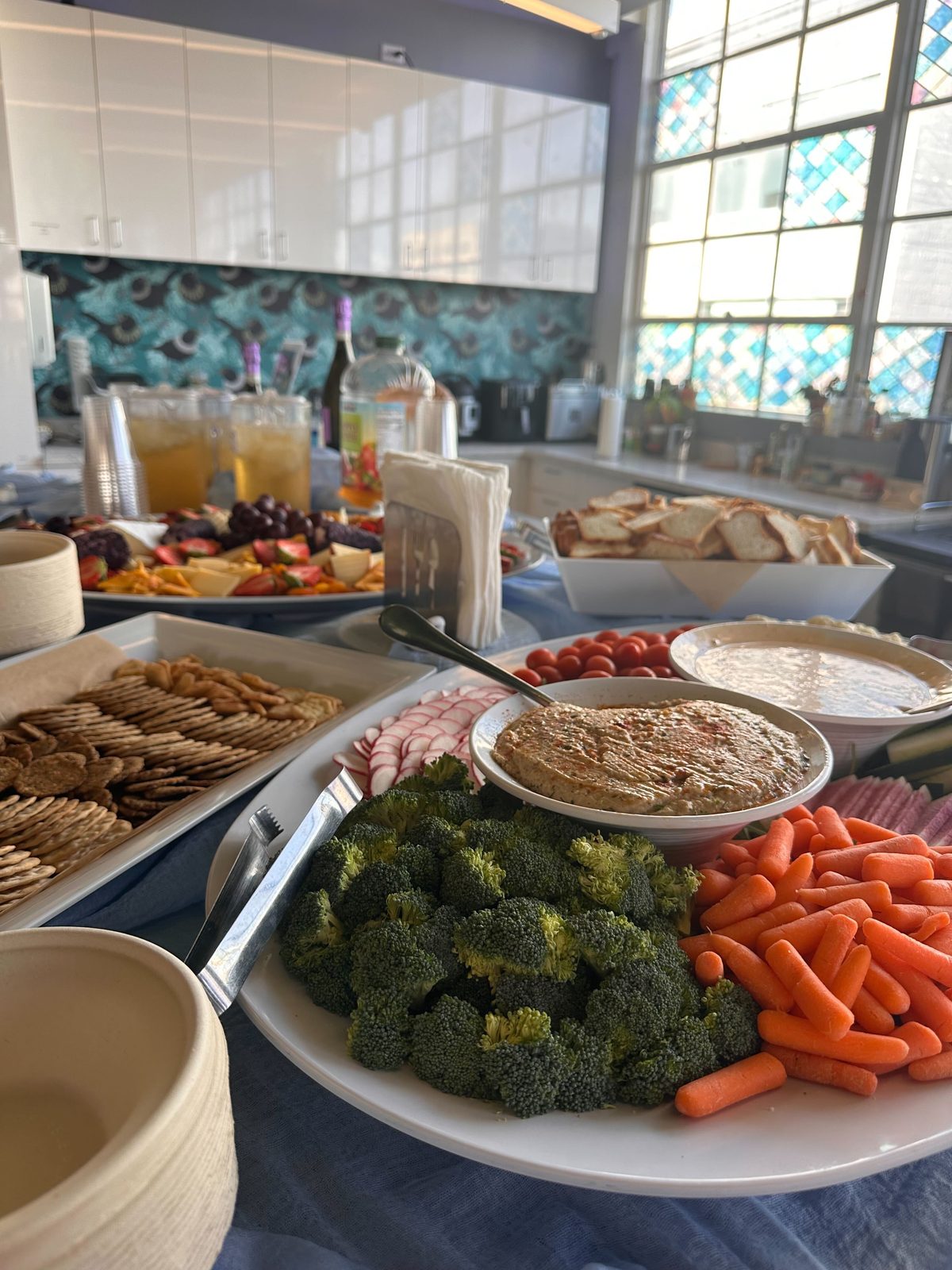 Bedrock team happy hour, veggie tray with dip
