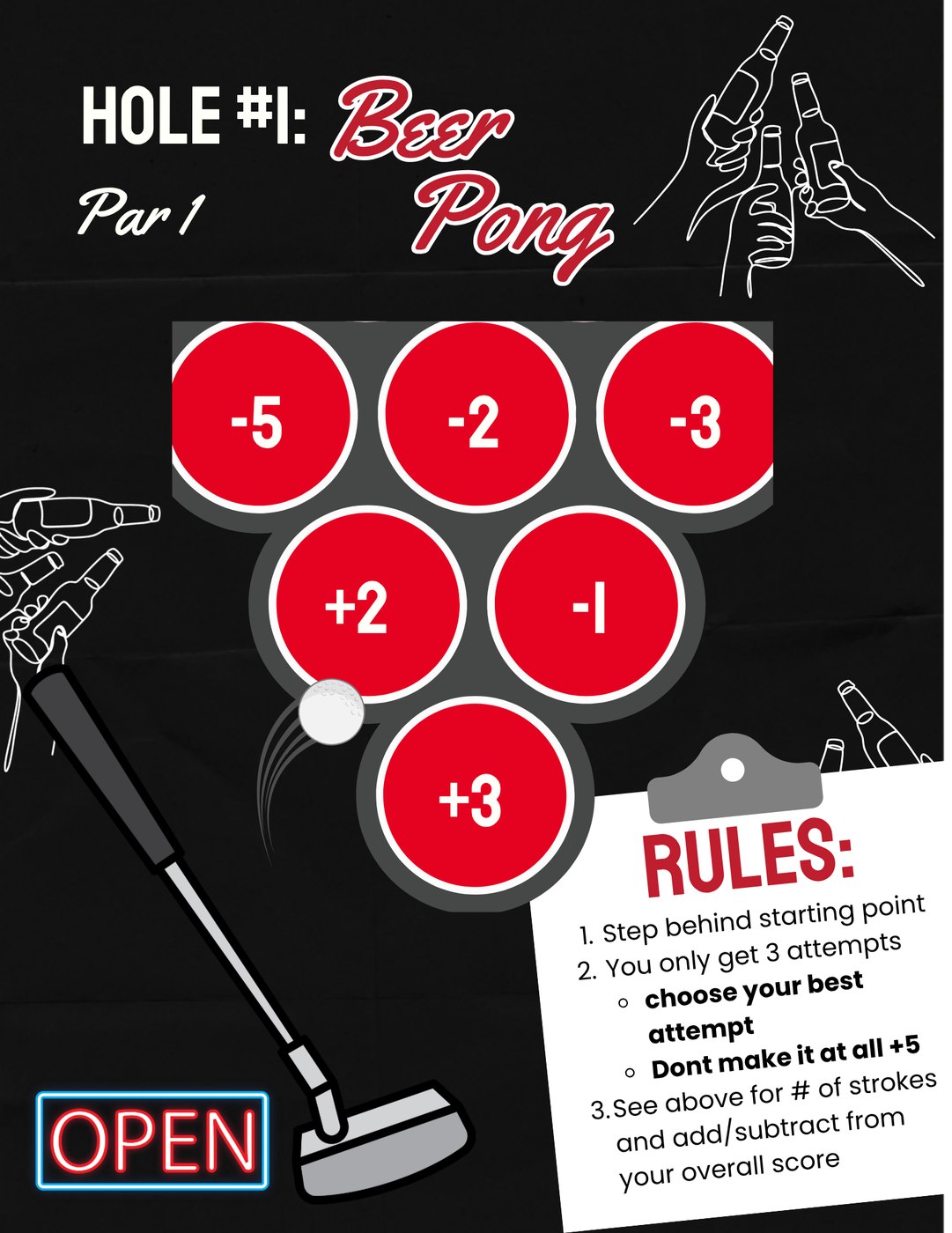 Hole #1: Beer Pong rules card