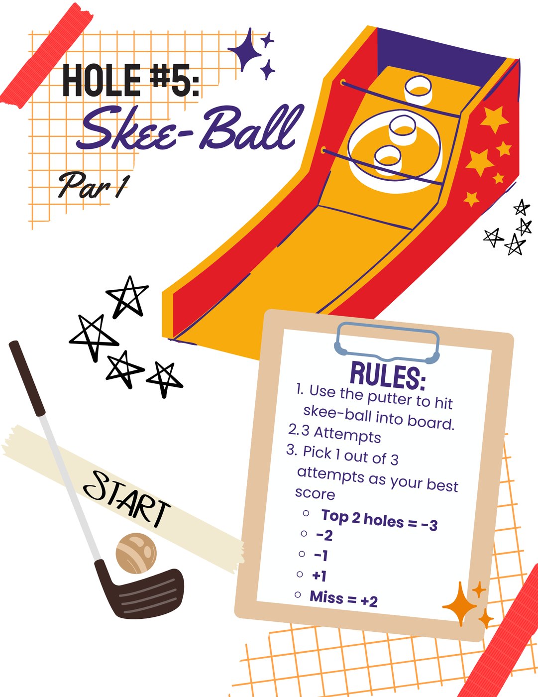 Hole #5: Skee-Ball rules card