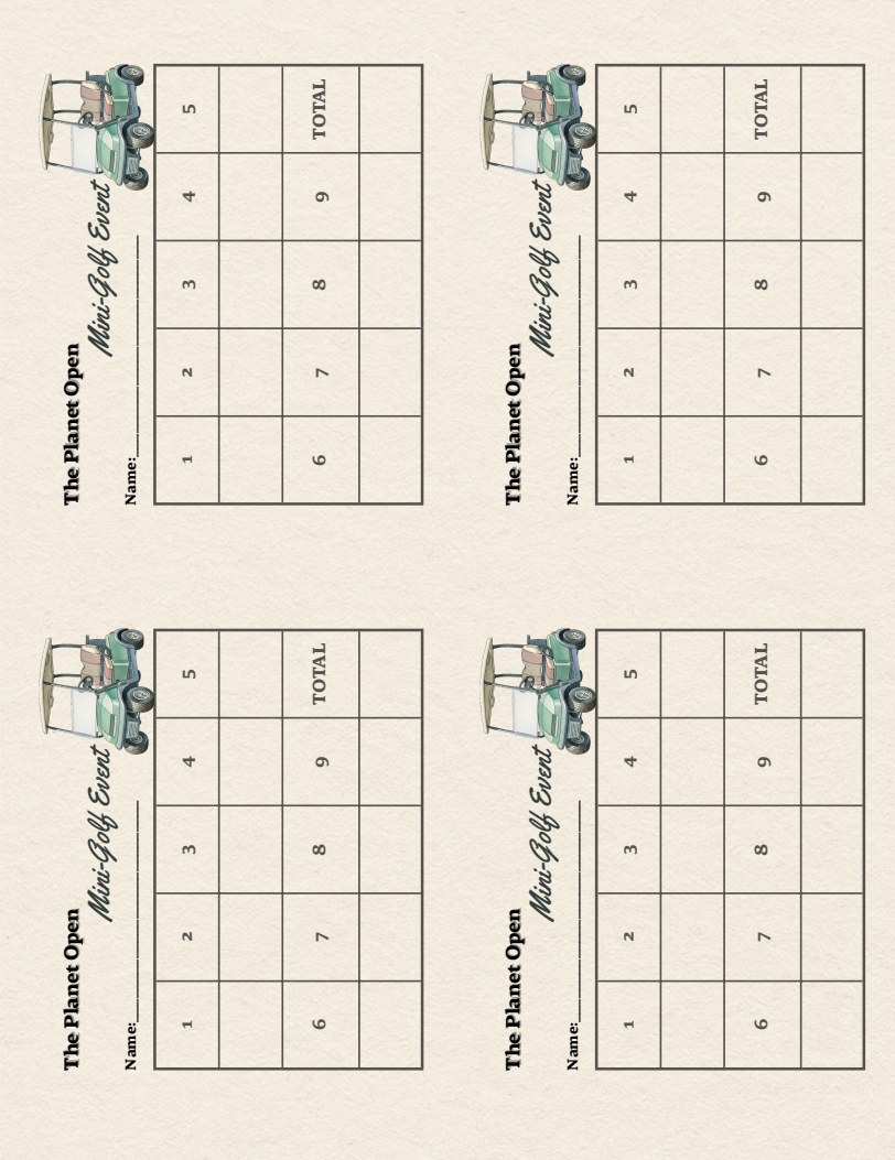 Printable putting scorecards